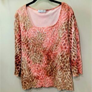 Sequin Sheer Sleeve Blouse 